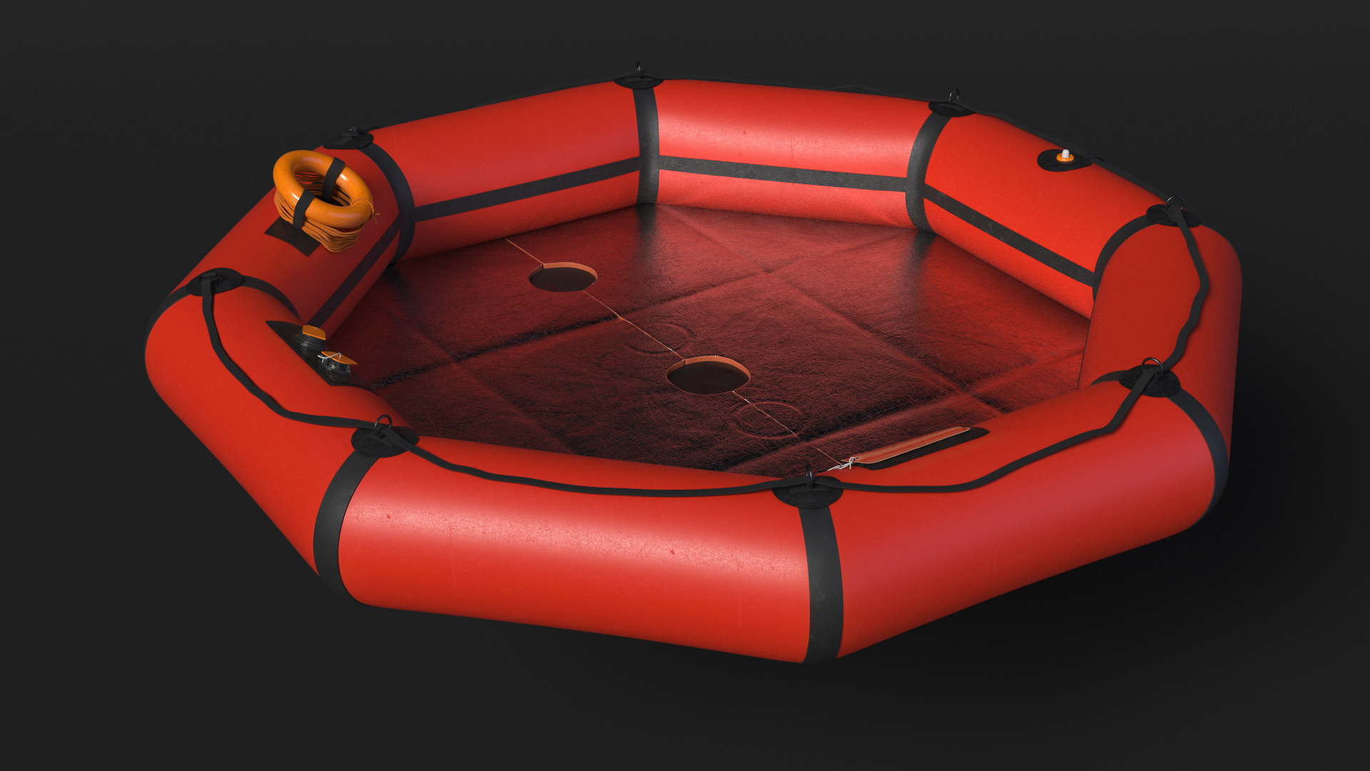 Advanced Life Raft with Extras Red 3D model