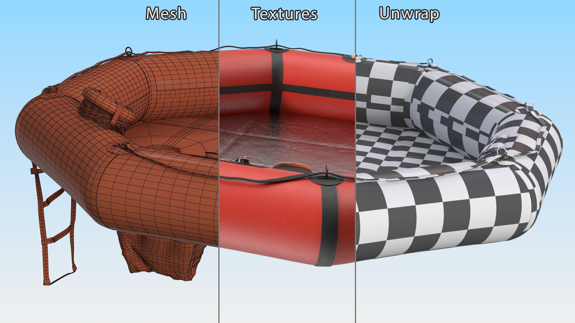 Advanced Life Raft with Extras Red 3D model