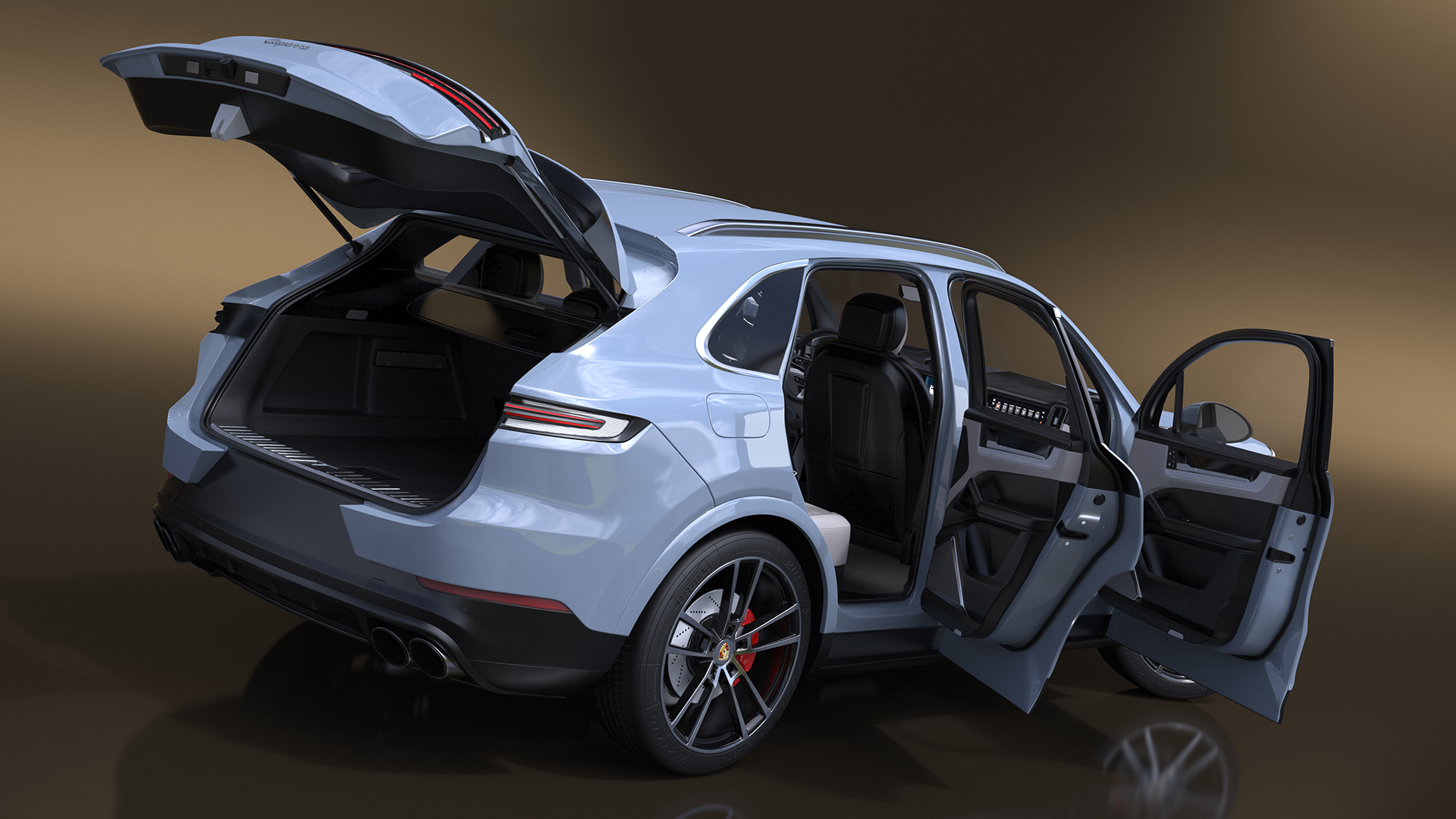 3D Porsche Cayenne 2024 SUV Arctic Grey Rigged model