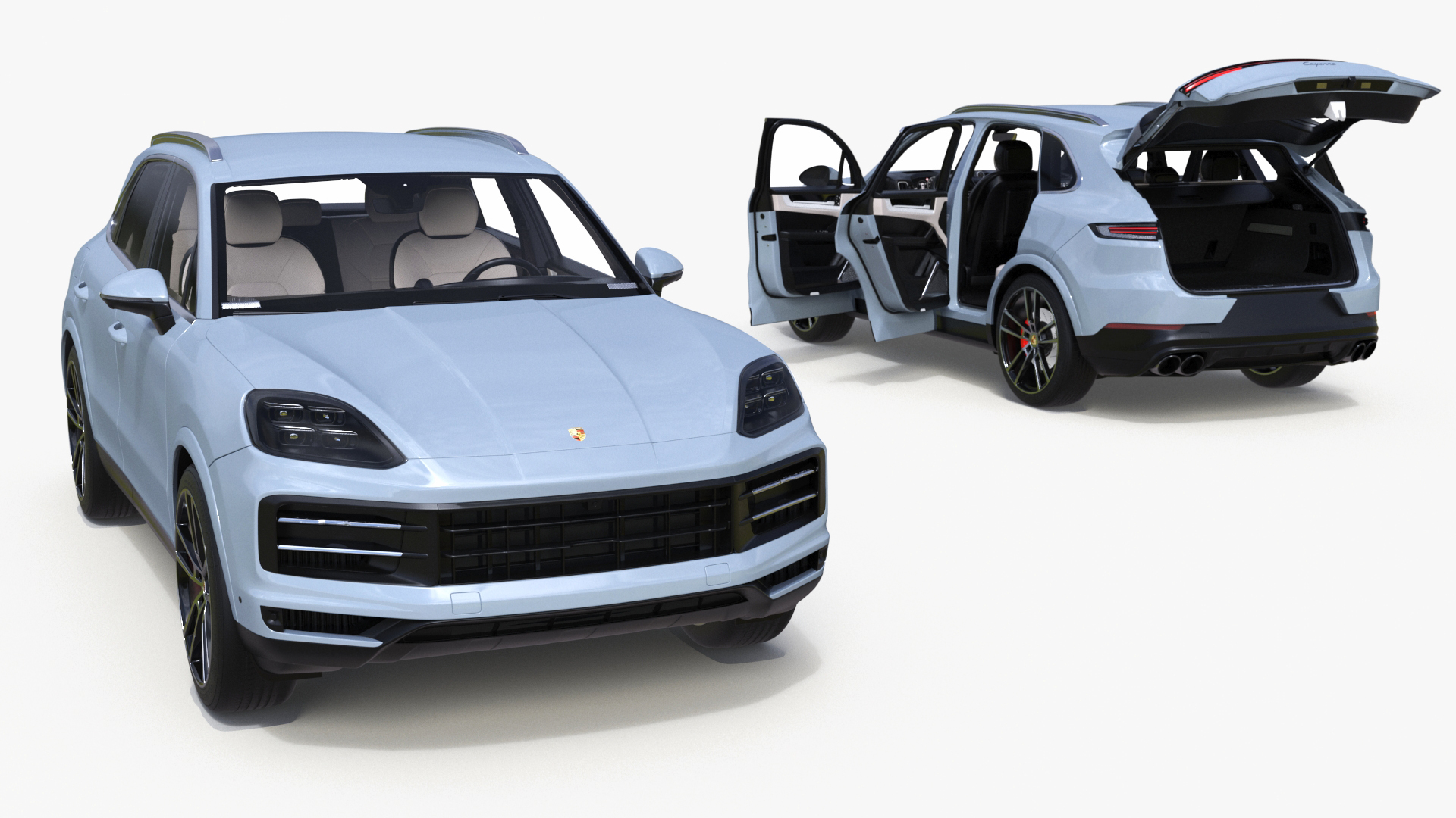 3D Porsche Cayenne 2024 SUV Arctic Grey Rigged model