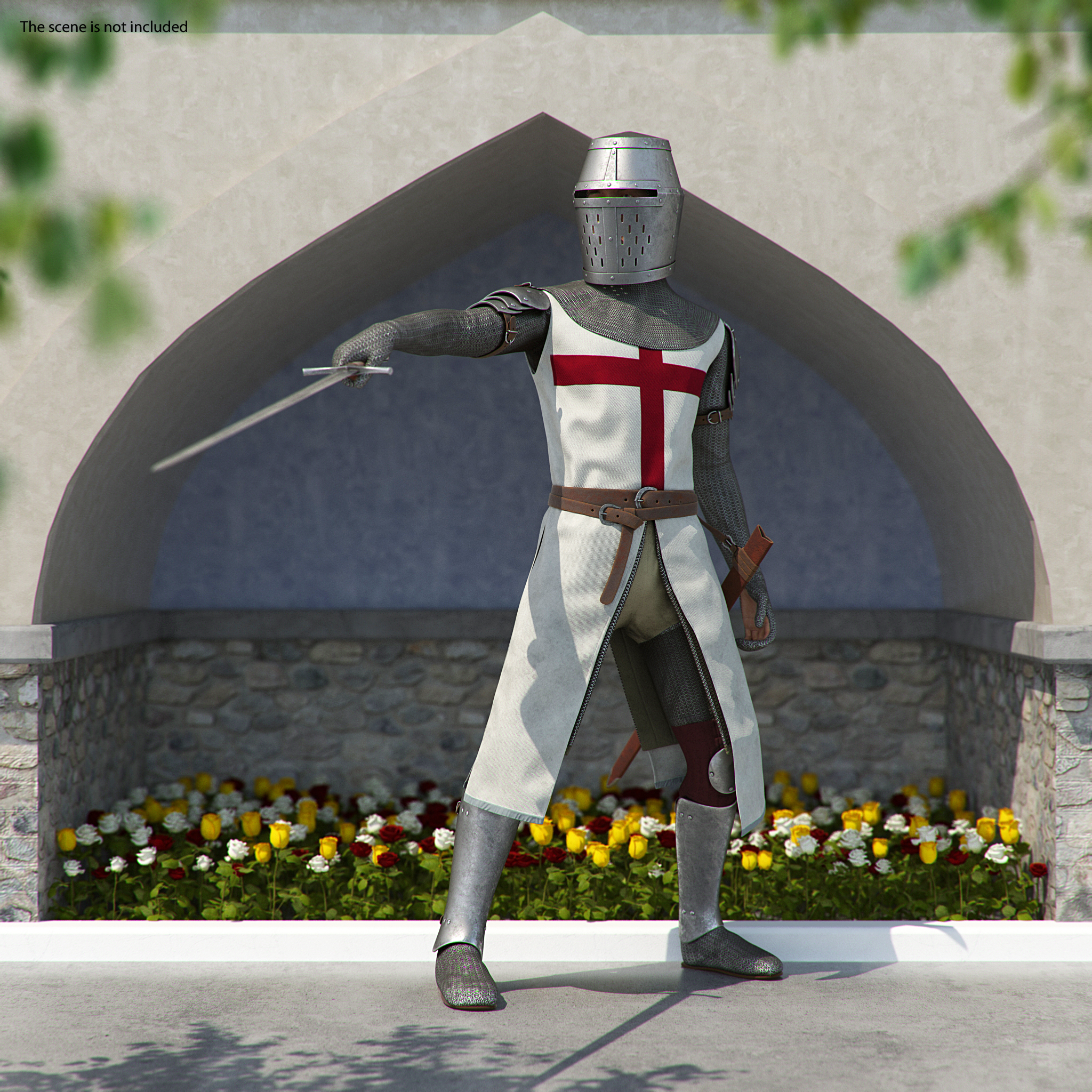 Crusader Knight Templar with Sword 3D model