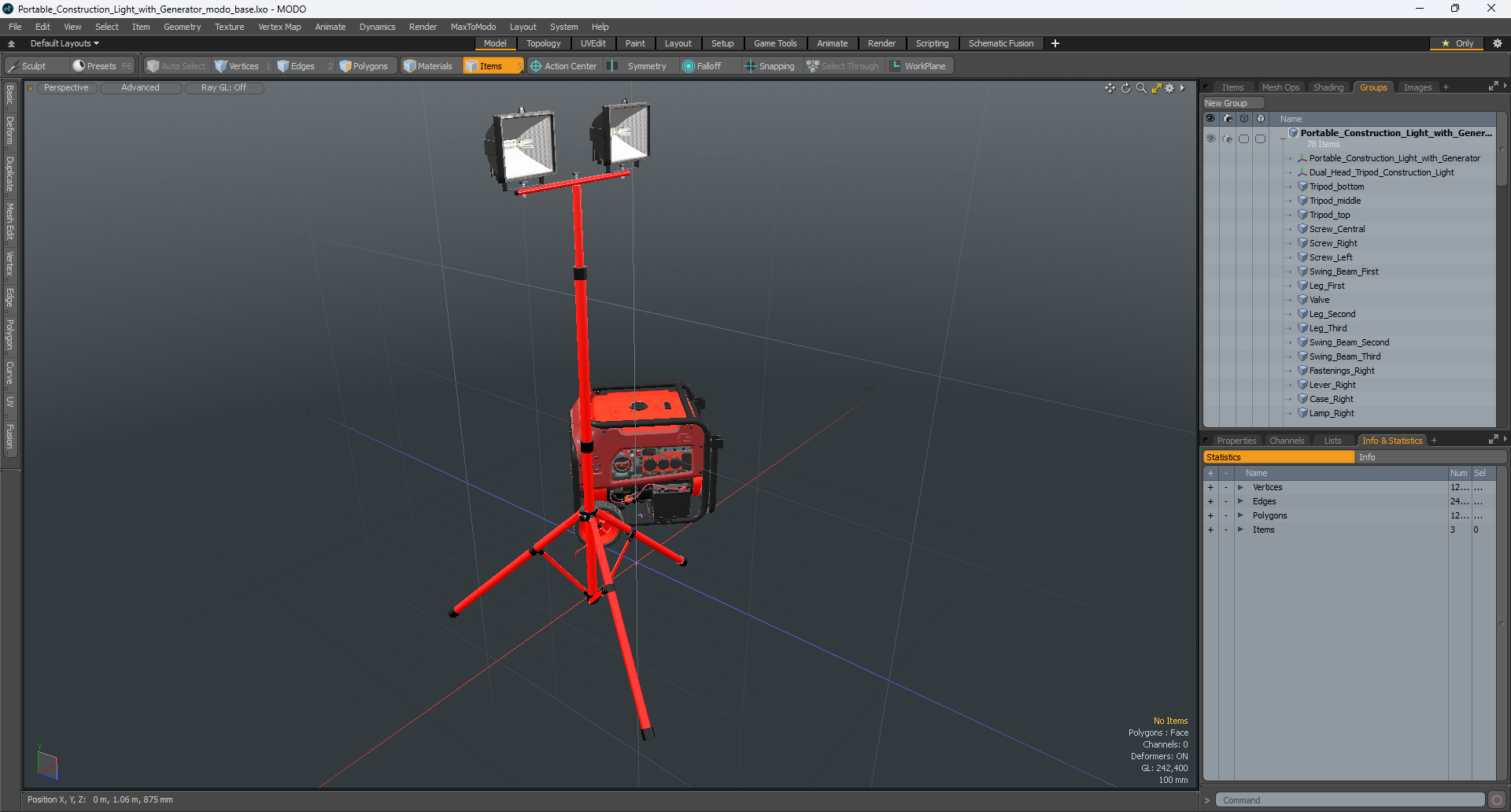 Portable Construction Light with Generator 3D