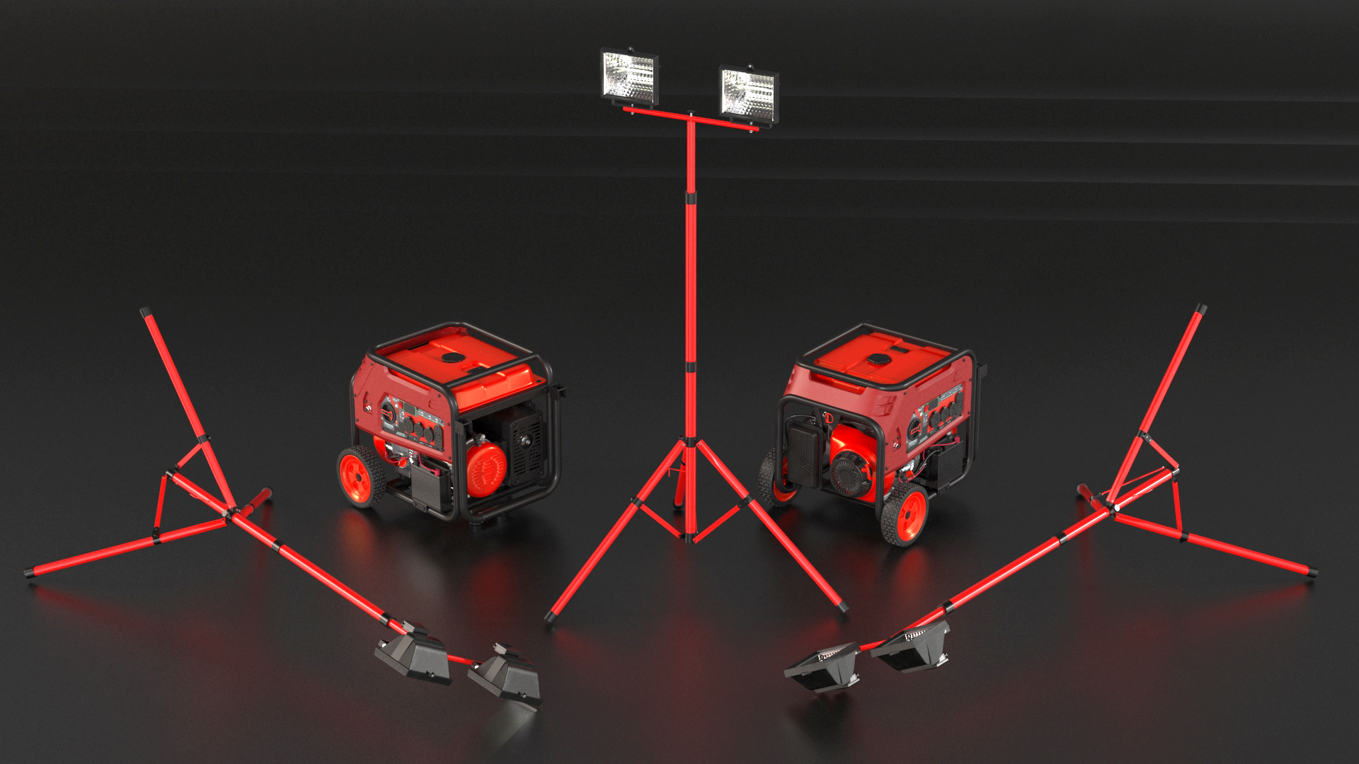 Portable Construction Light with Generator 3D