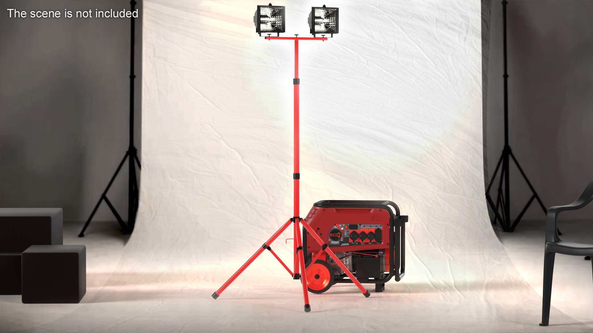 Portable Construction Light with Generator 3D