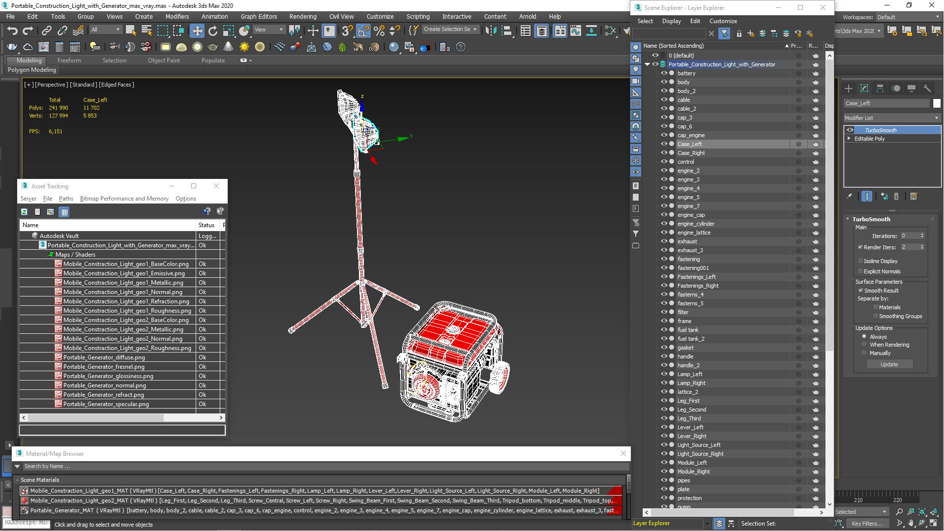 Portable Construction Light with Generator 3D