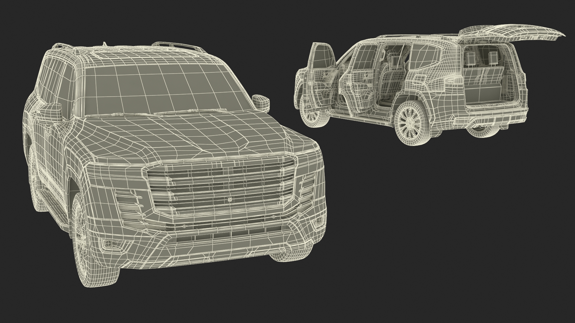 3D Dark Blue SUV model