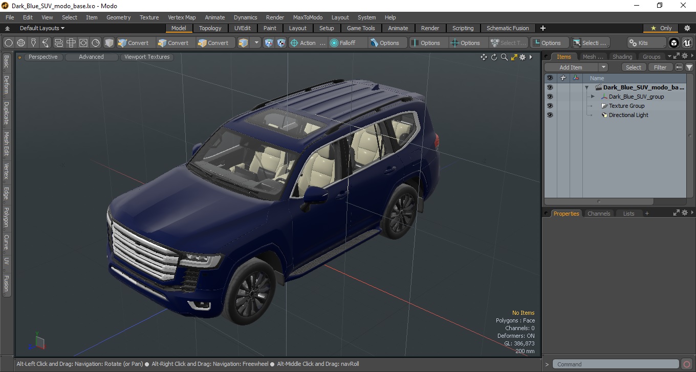 3D Dark Blue SUV model