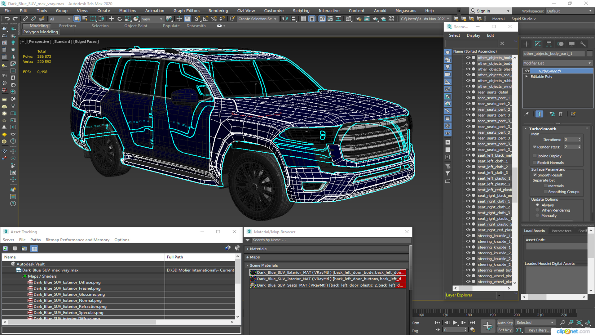 3D Dark Blue SUV model