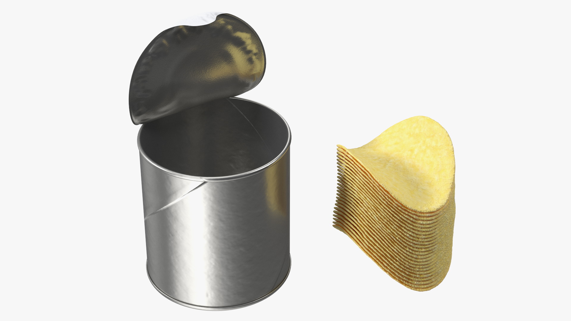 3D Small Opened Foil Tube of Potato Chips model