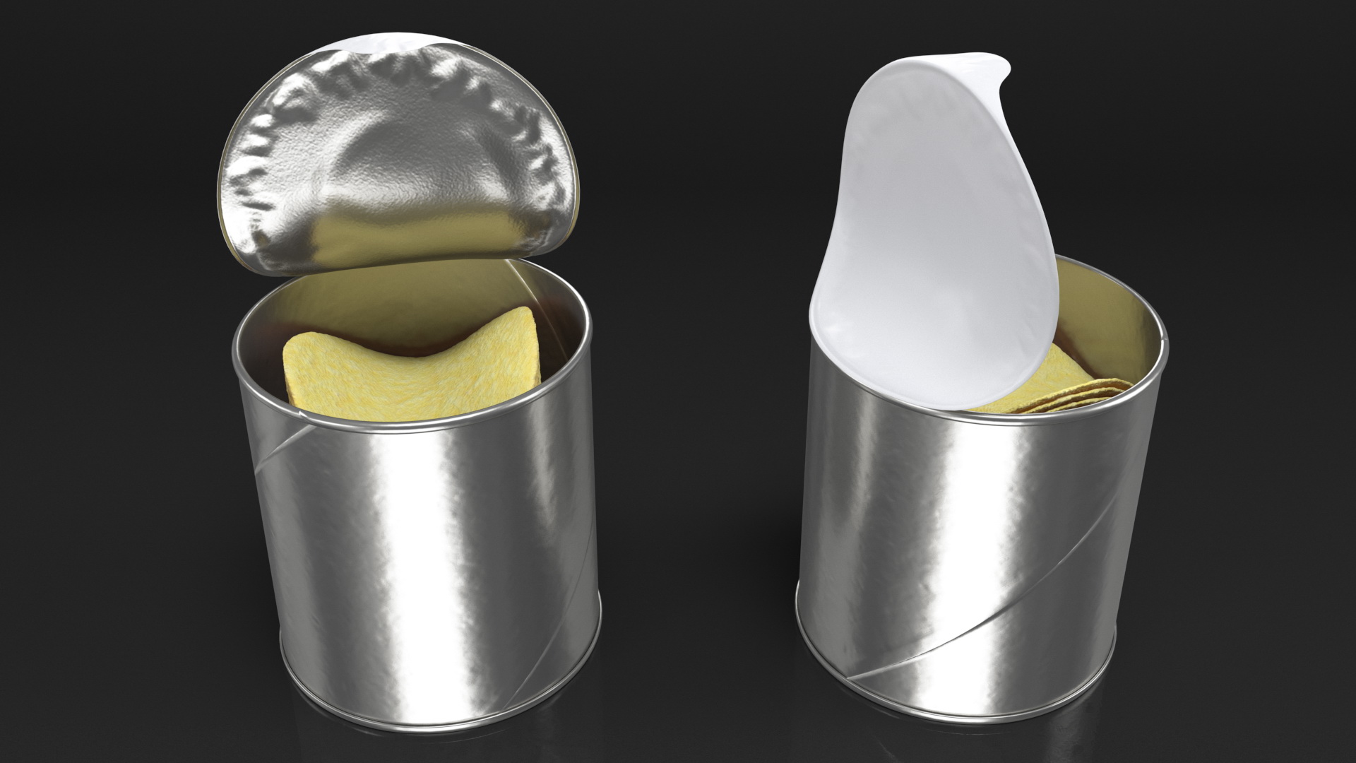 3D Small Opened Foil Tube of Potato Chips model