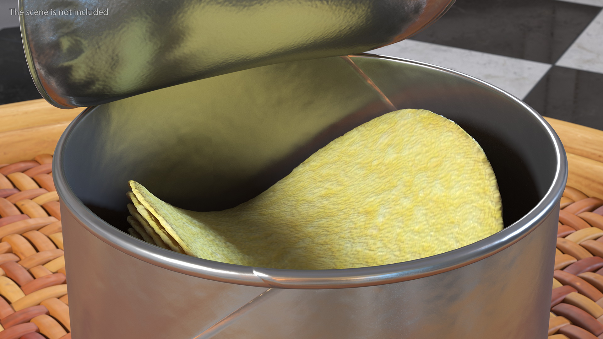 3D Small Opened Foil Tube of Potato Chips model