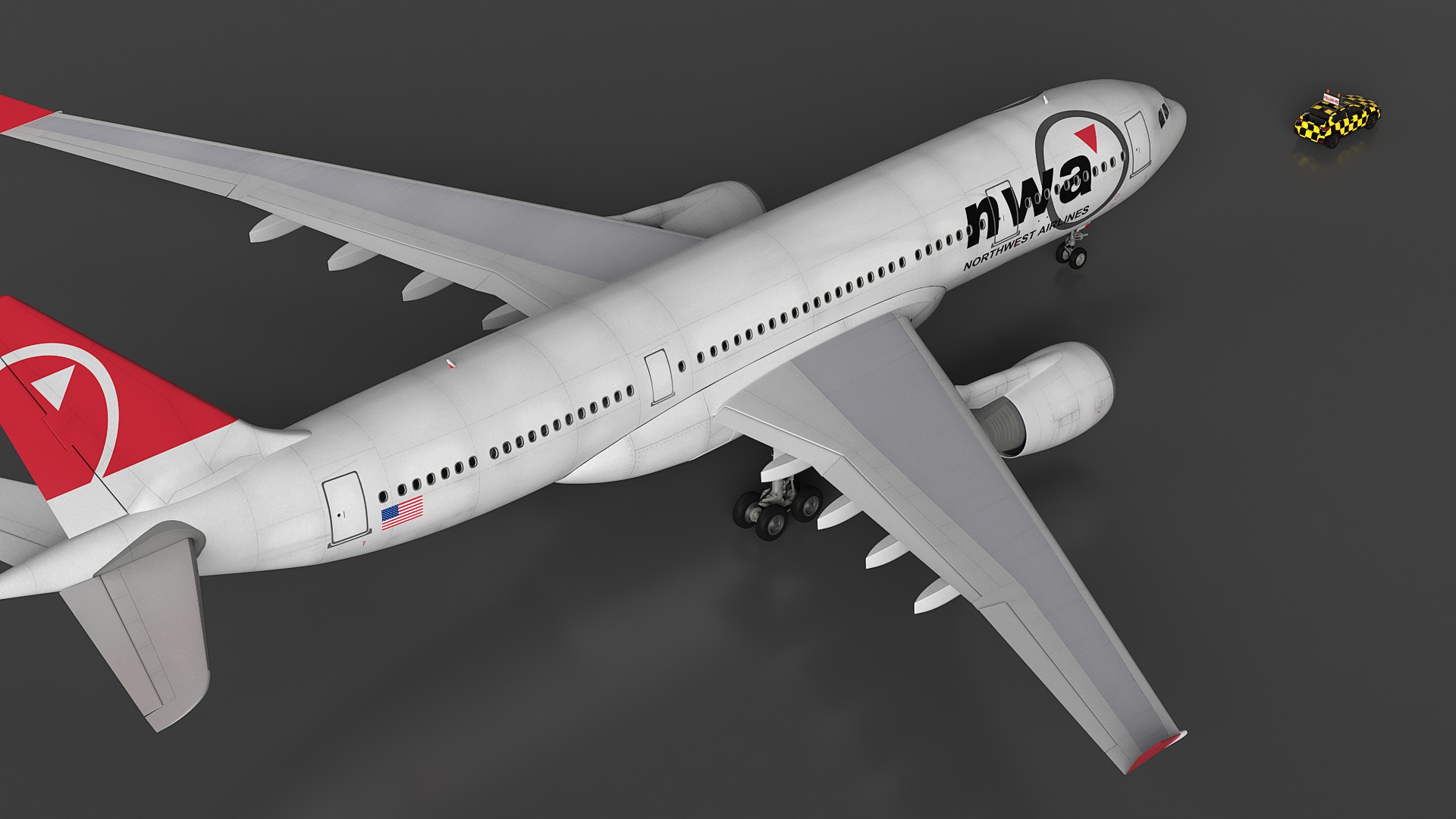 3D model Subaru Follow Me Car Accompanies an Airbus A330-200 Airliner