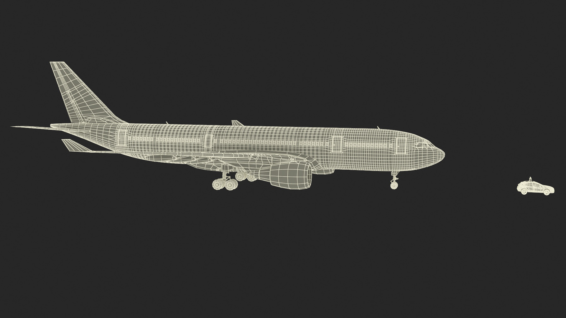 3D model Subaru Follow Me Car Accompanies an Airbus A330-200 Airliner