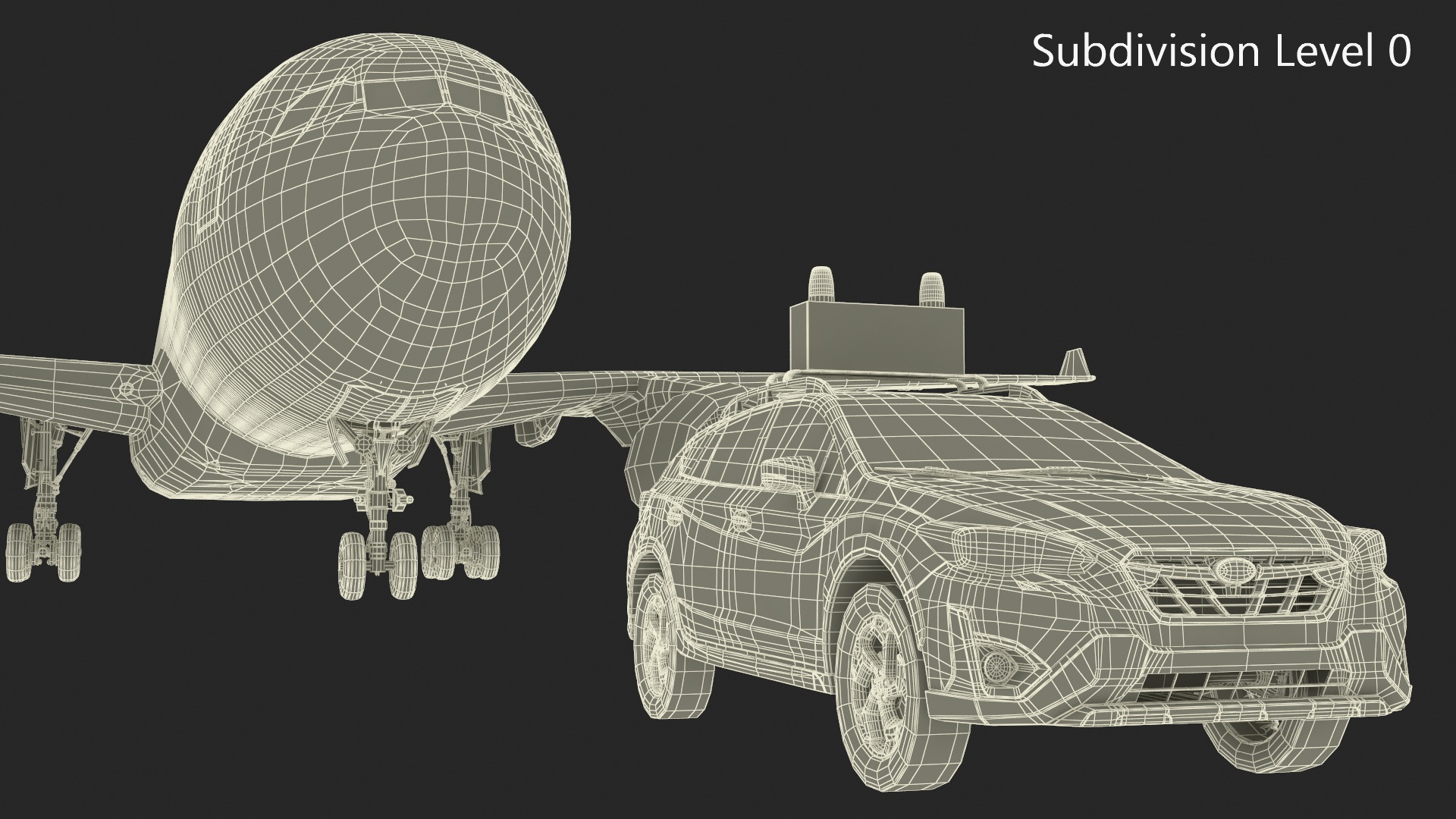 3D model Subaru Follow Me Car Accompanies an Airbus A330-200 Airliner