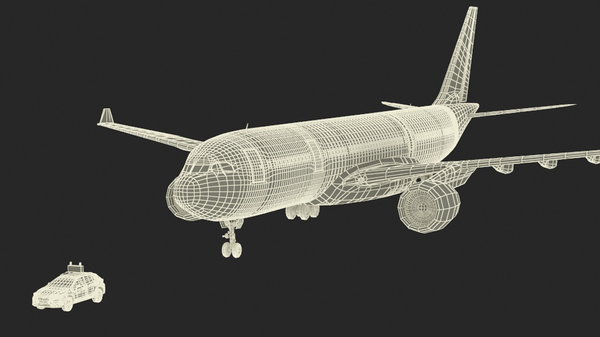 3D model Subaru Follow Me Car Accompanies an Airbus A330-200 Airliner