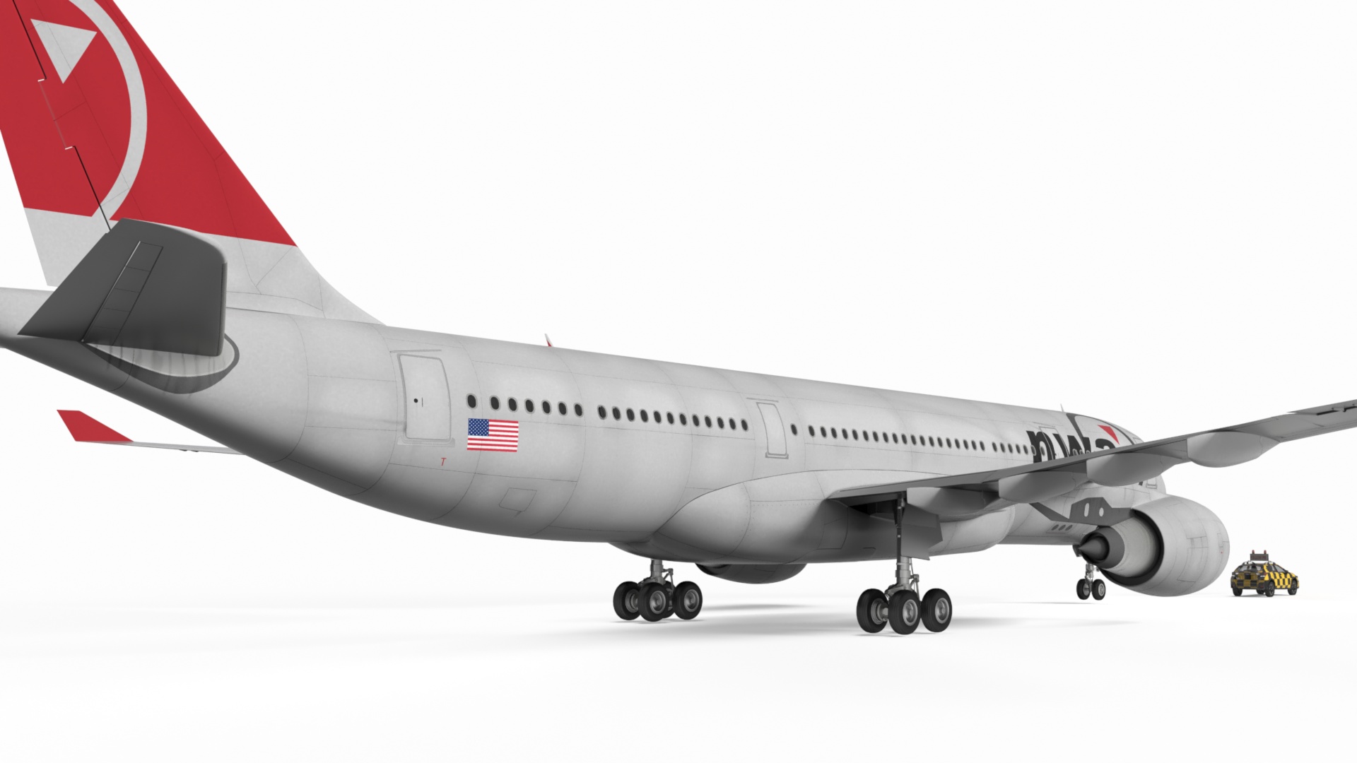 3D model Subaru Follow Me Car Accompanies an Airbus A330-200 Airliner