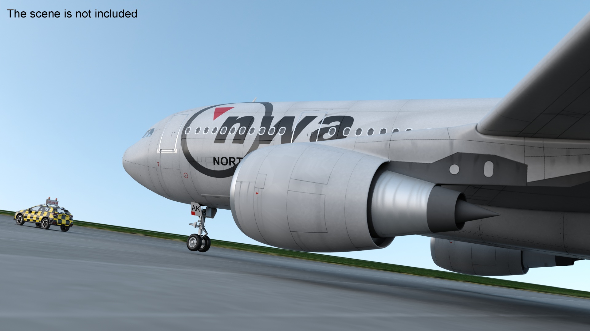 3D model Subaru Follow Me Car Accompanies an Airbus A330-200 Airliner