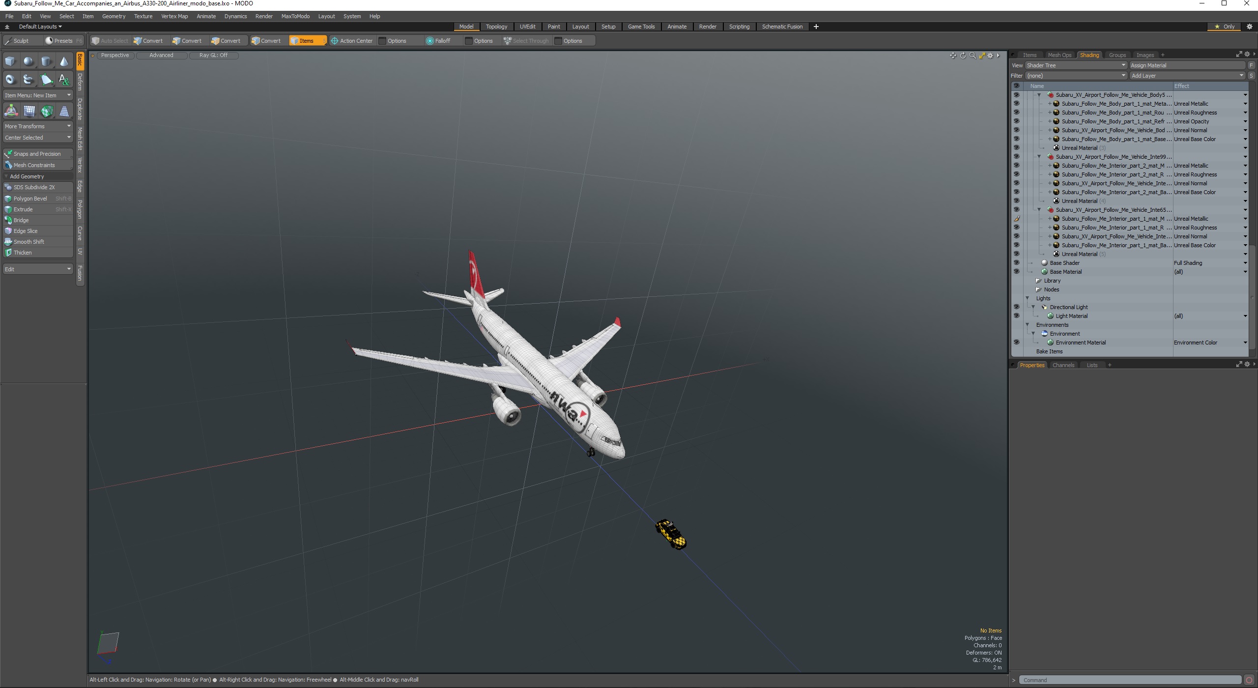 3D model Subaru Follow Me Car Accompanies an Airbus A330-200 Airliner