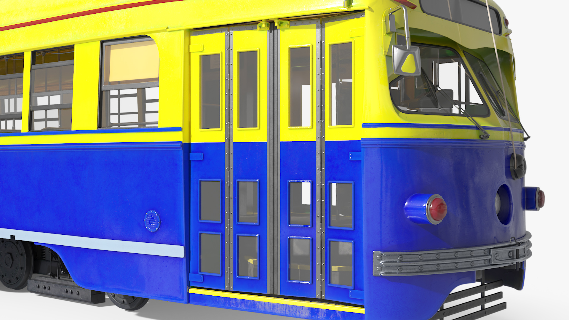 Antique Tram Yellow Blue 3D model