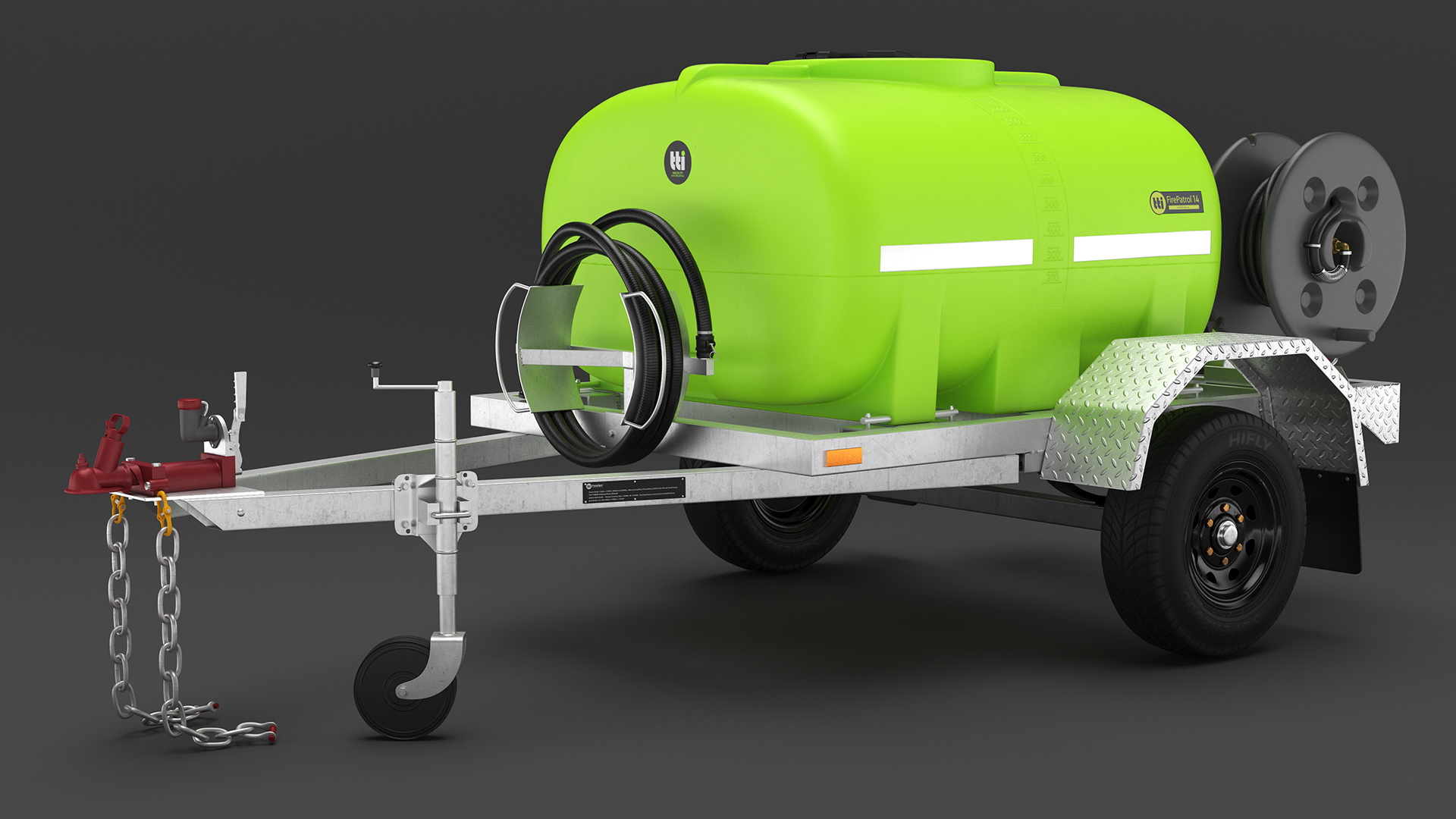 3D model Pickup with Fire Fighting Trailer Rigged