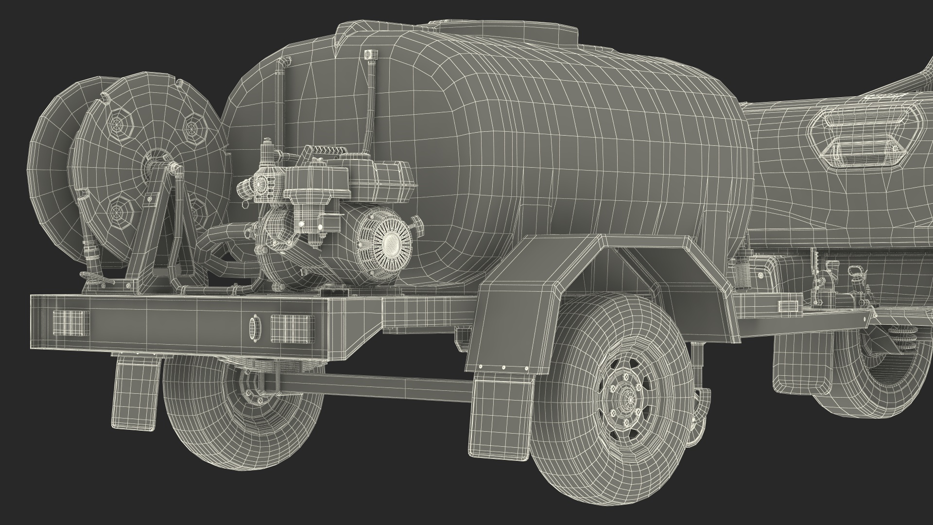 3D model Pickup with Fire Fighting Trailer Rigged