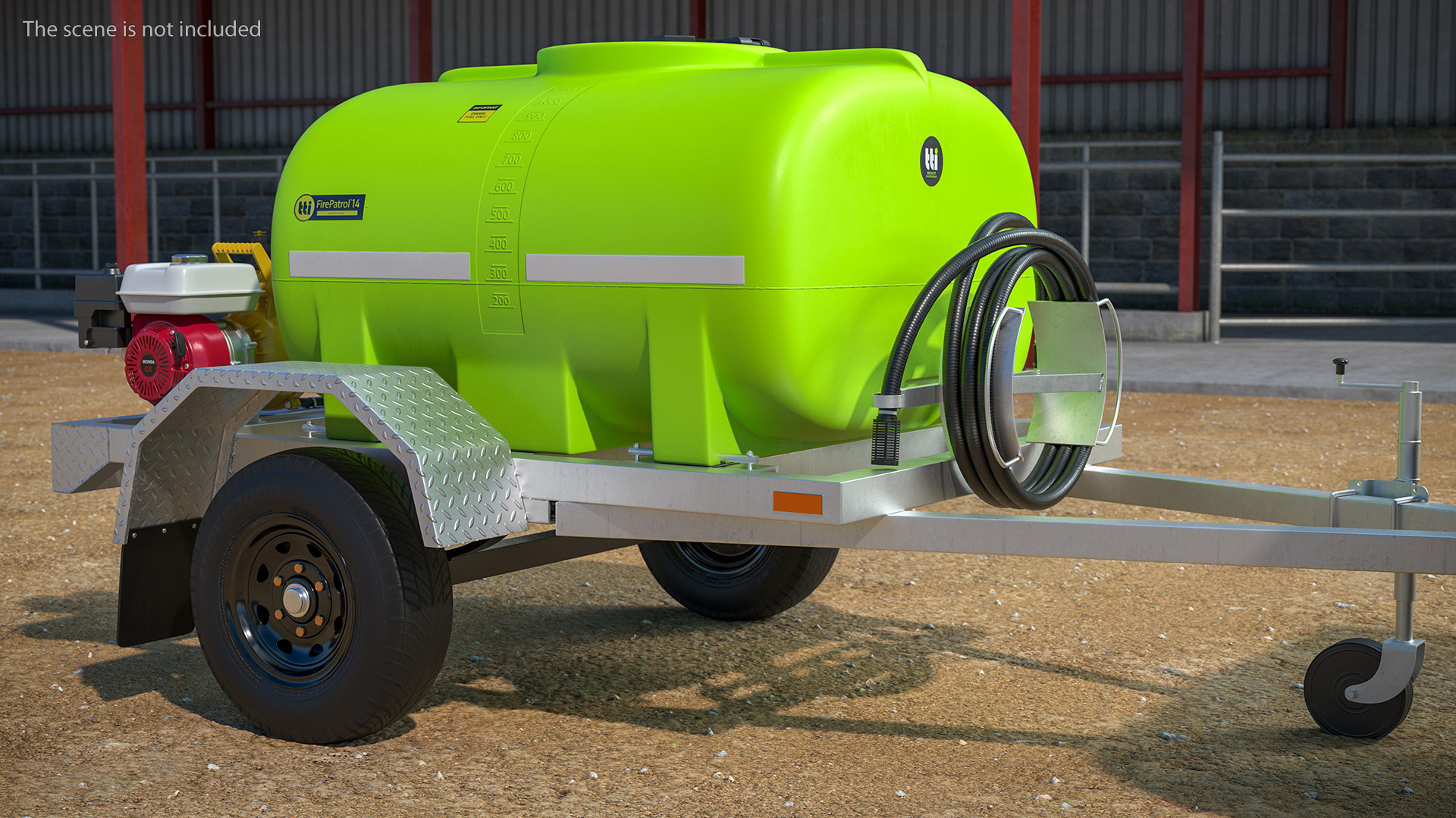 3D model Pickup with Fire Fighting Trailer Rigged