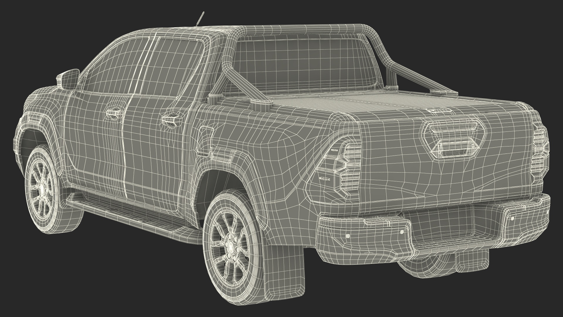 3D model Pickup with Fire Fighting Trailer Rigged