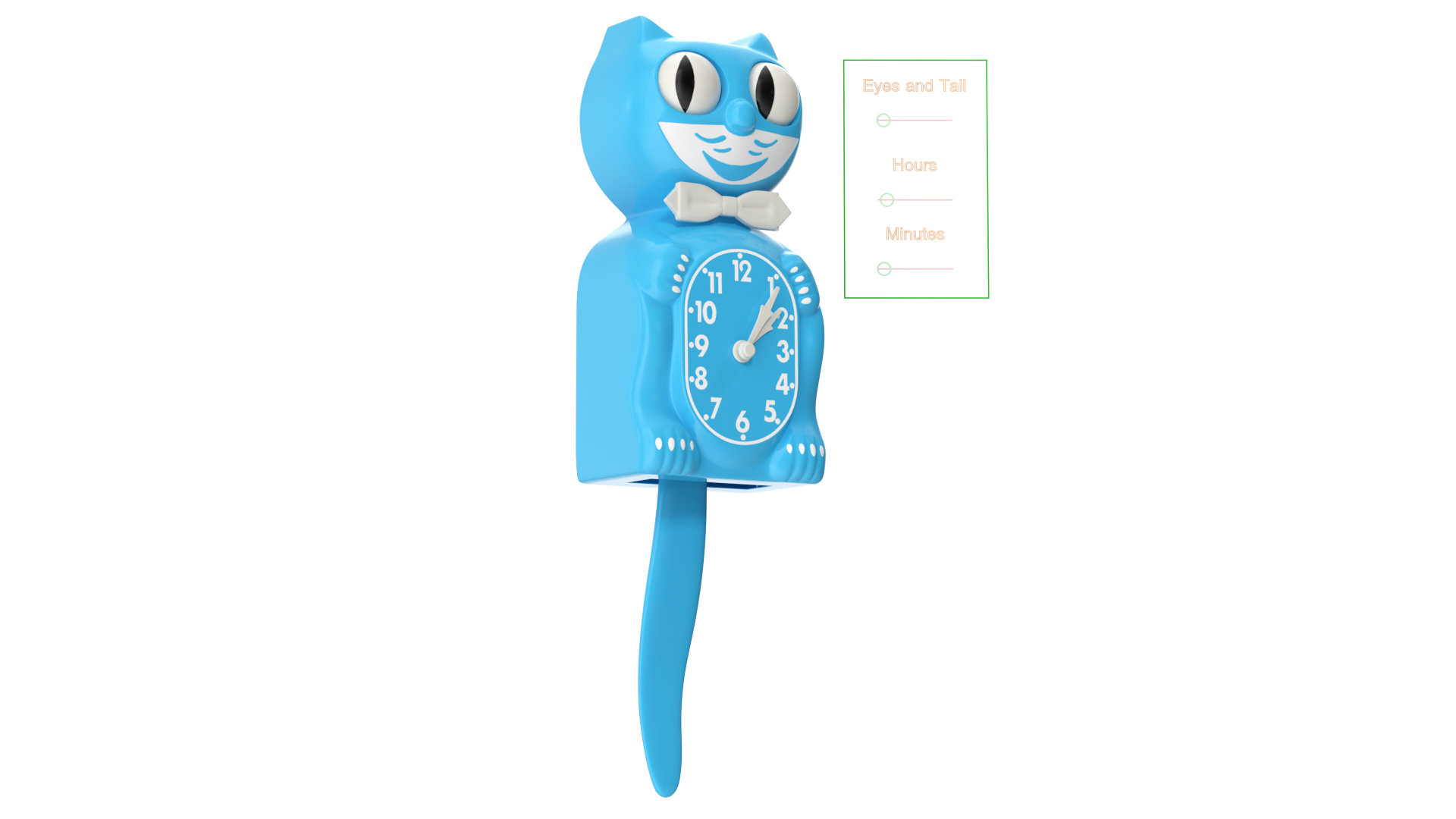 Vintage Wall Clock Blue Cat Rigged 3D model