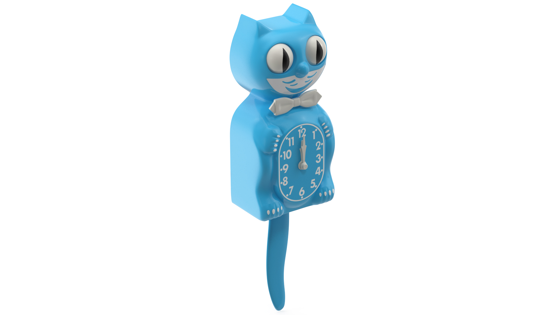 Vintage Wall Clock Blue Cat Rigged 3D model