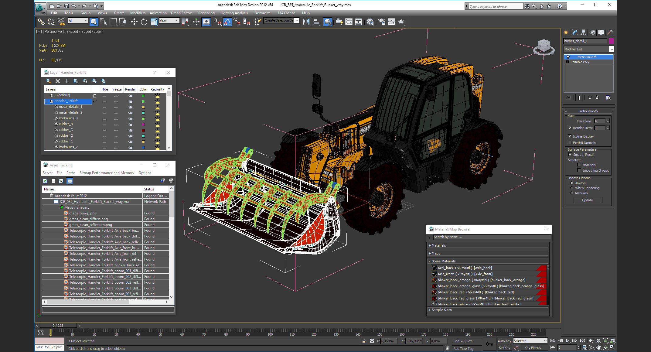 3D JCB 535 Hydraulic Forklift Bucket model