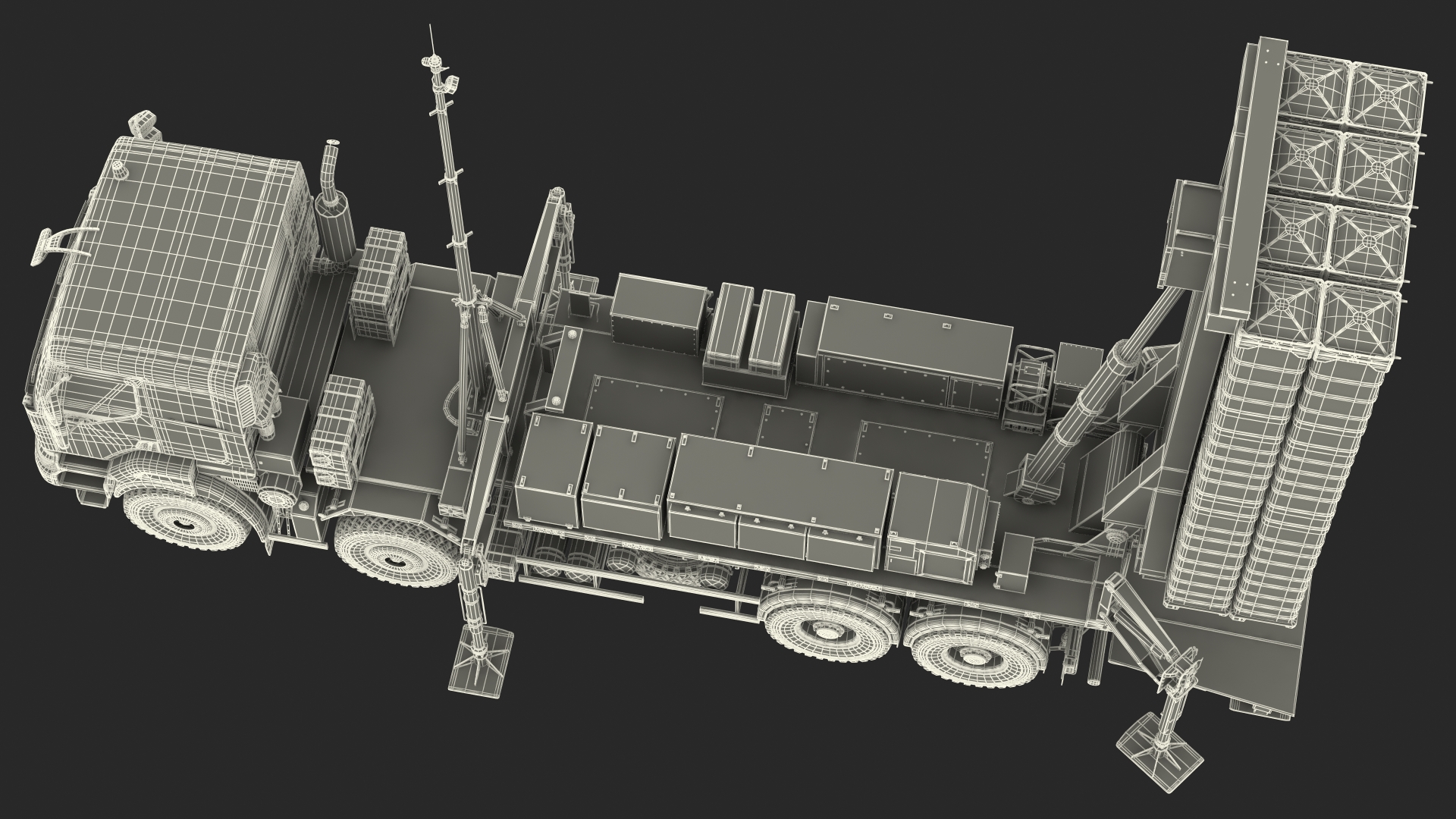 3D Mobile Medium Range Air Defense Missile System Armed Position