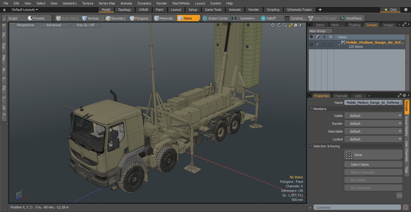 3D Mobile Medium Range Air Defense Missile System Armed Position