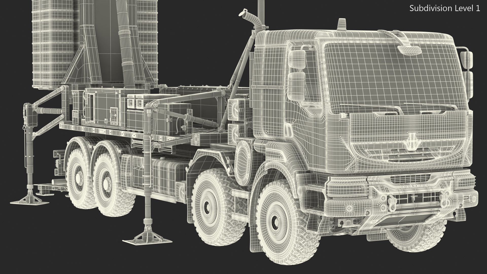 3D Mobile Medium Range Air Defense Missile System Armed Position