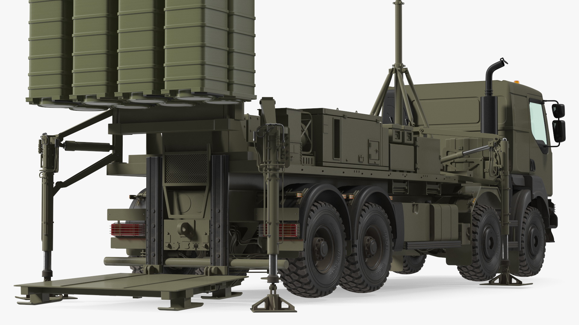 3D Mobile Medium Range Air Defense Missile System Armed Position