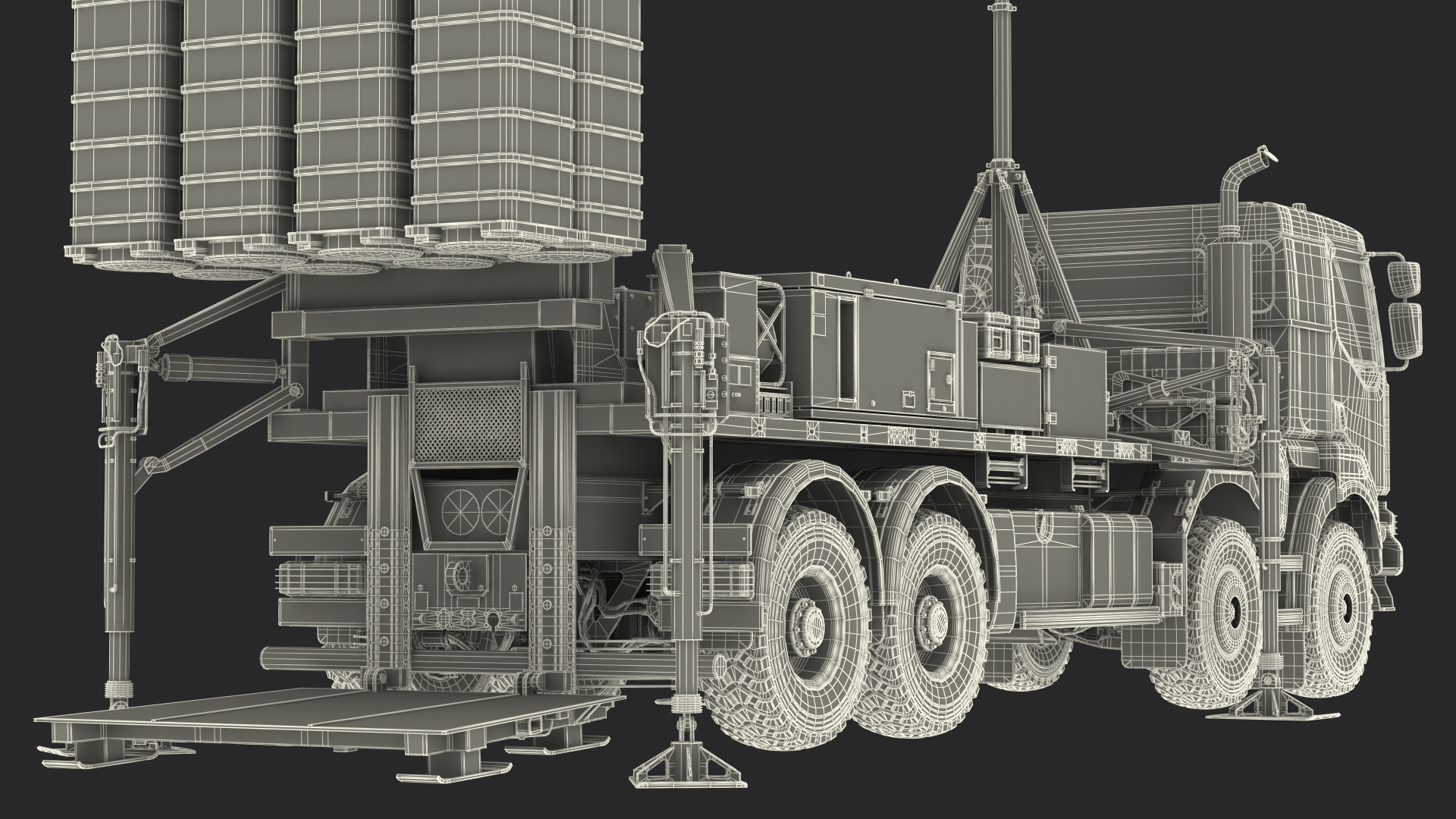 3D Mobile Medium Range Air Defense Missile System Armed Position