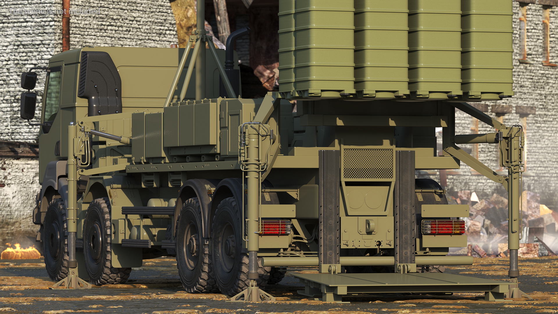 3D Mobile Medium Range Air Defense Missile System Armed Position