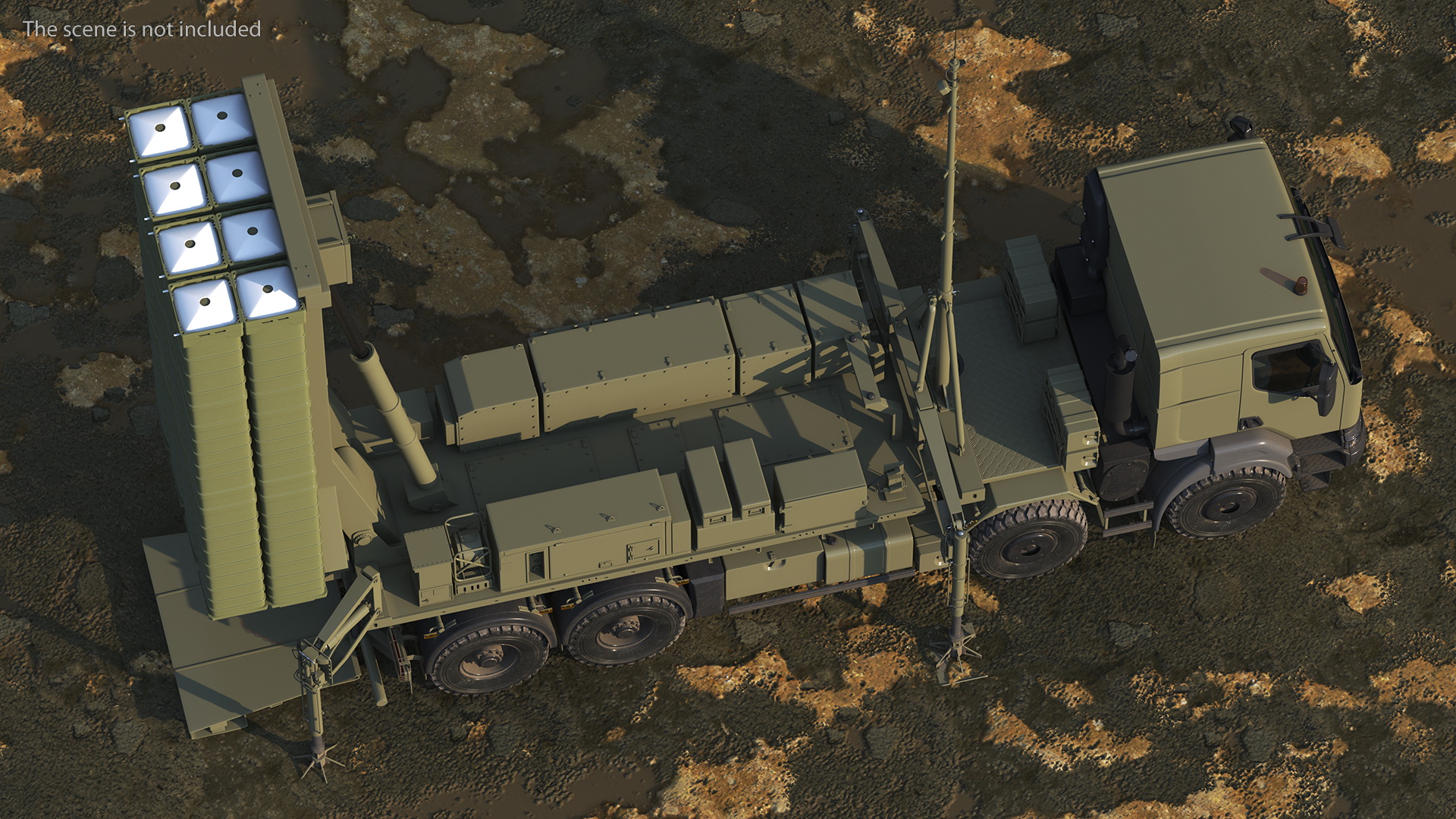 3D Mobile Medium Range Air Defense Missile System Armed Position