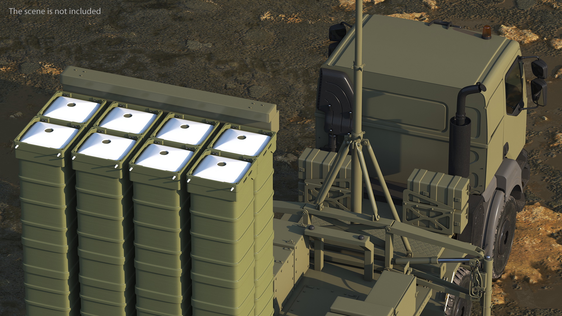 3D Mobile Medium Range Air Defense Missile System Armed Position