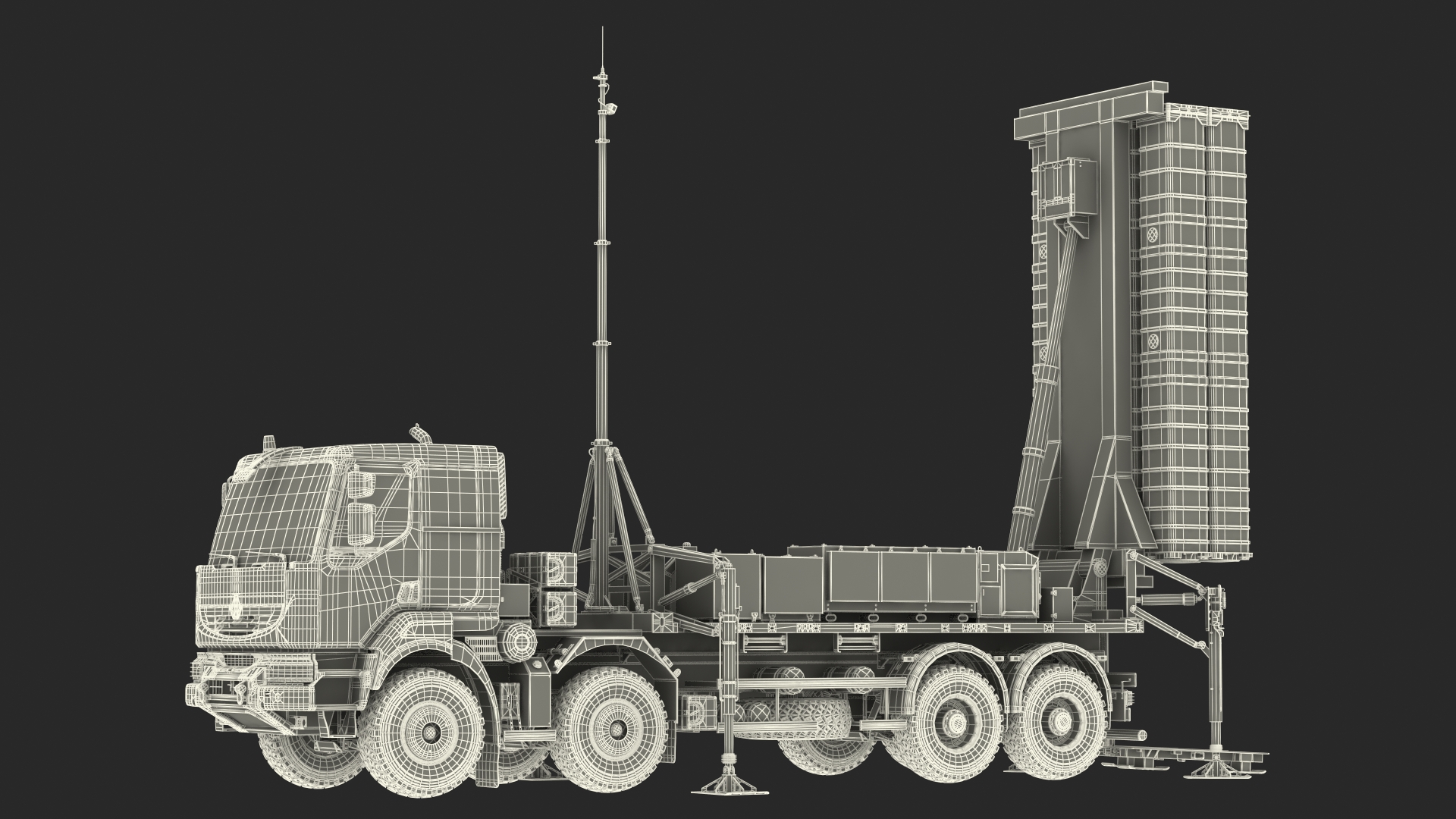 3D Mobile Medium Range Air Defense Missile System Armed Position