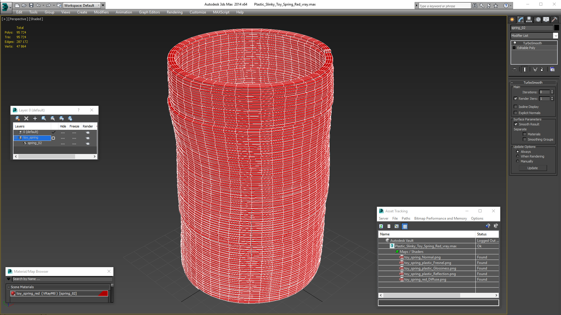 Plastic Slinky Toy Spring Red 3D model