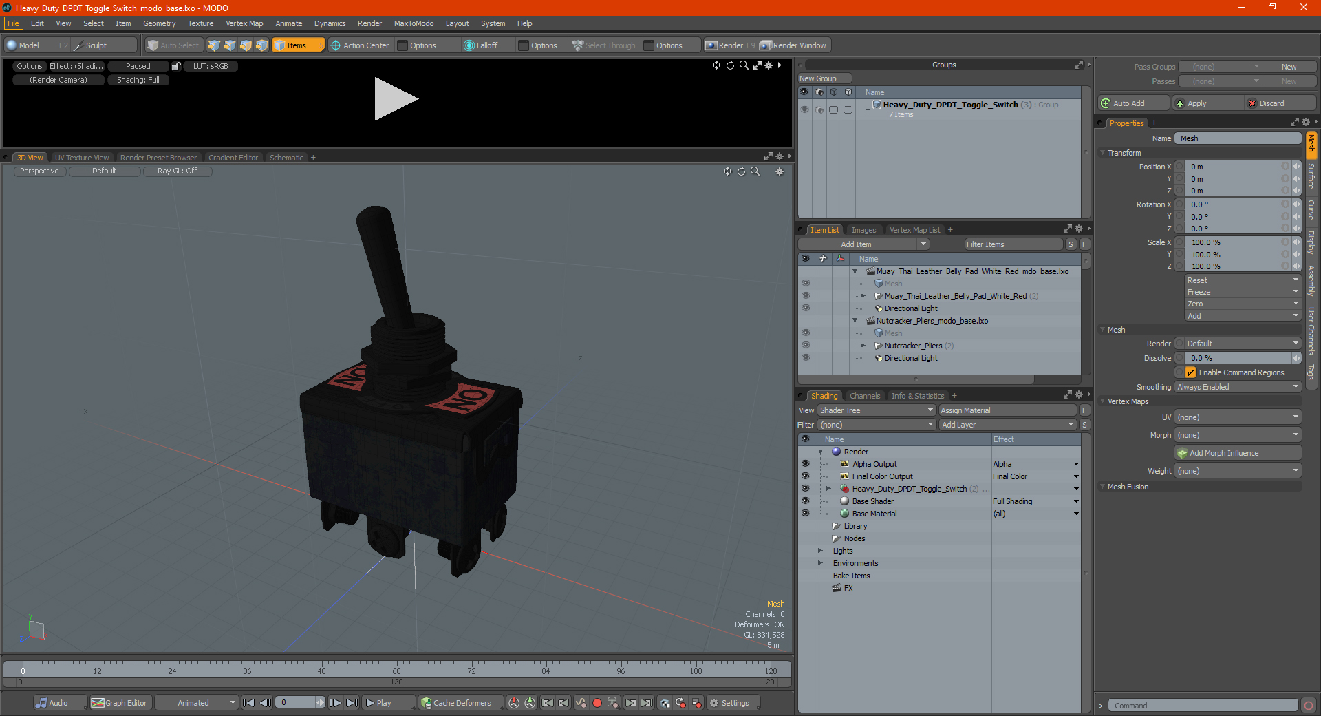 Heavy Duty DPDT Toggle Switch 3D model