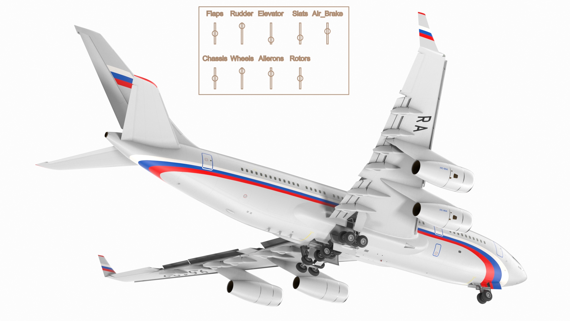 3D IL-96 Russian Presidential Aircraft Simple Interior Rigged model