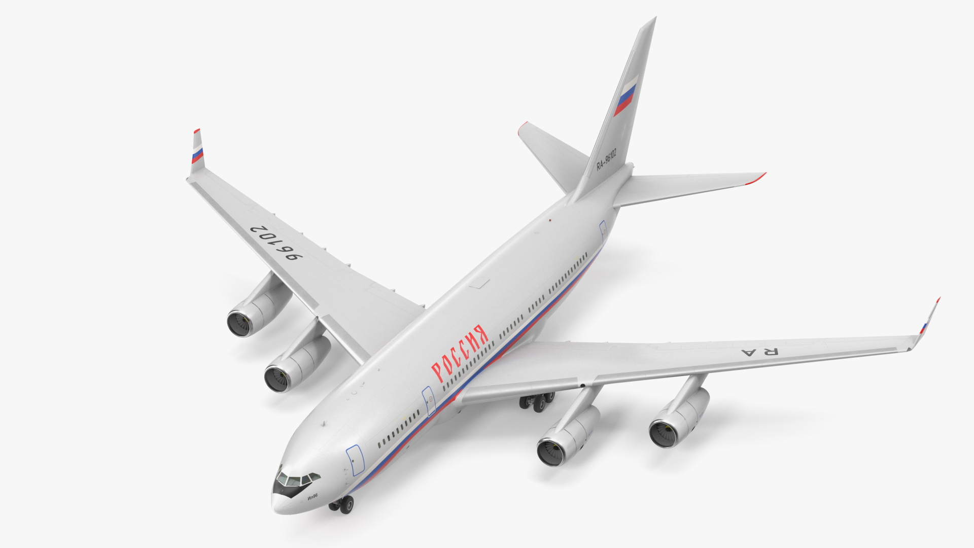 3D IL-96 Russian Presidential Aircraft Simple Interior Rigged model