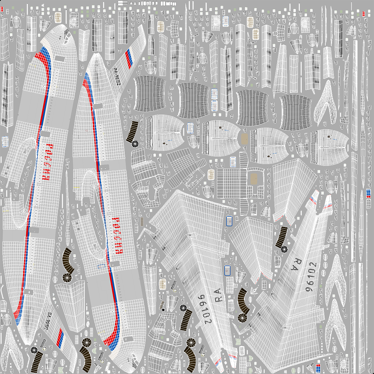 3D IL-96 Russian Presidential Aircraft Simple Interior Rigged model