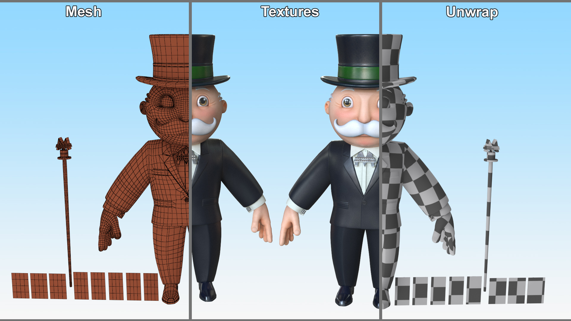 3D Mr Monopoly A-pose model