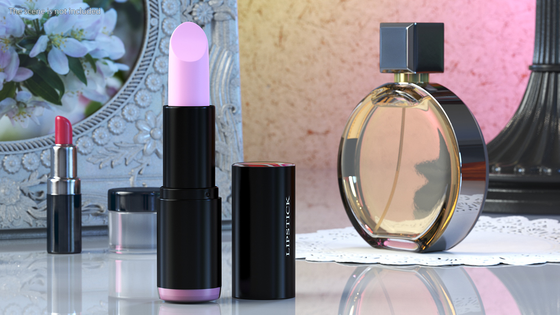 Open Pink Round Lipstick 3D model