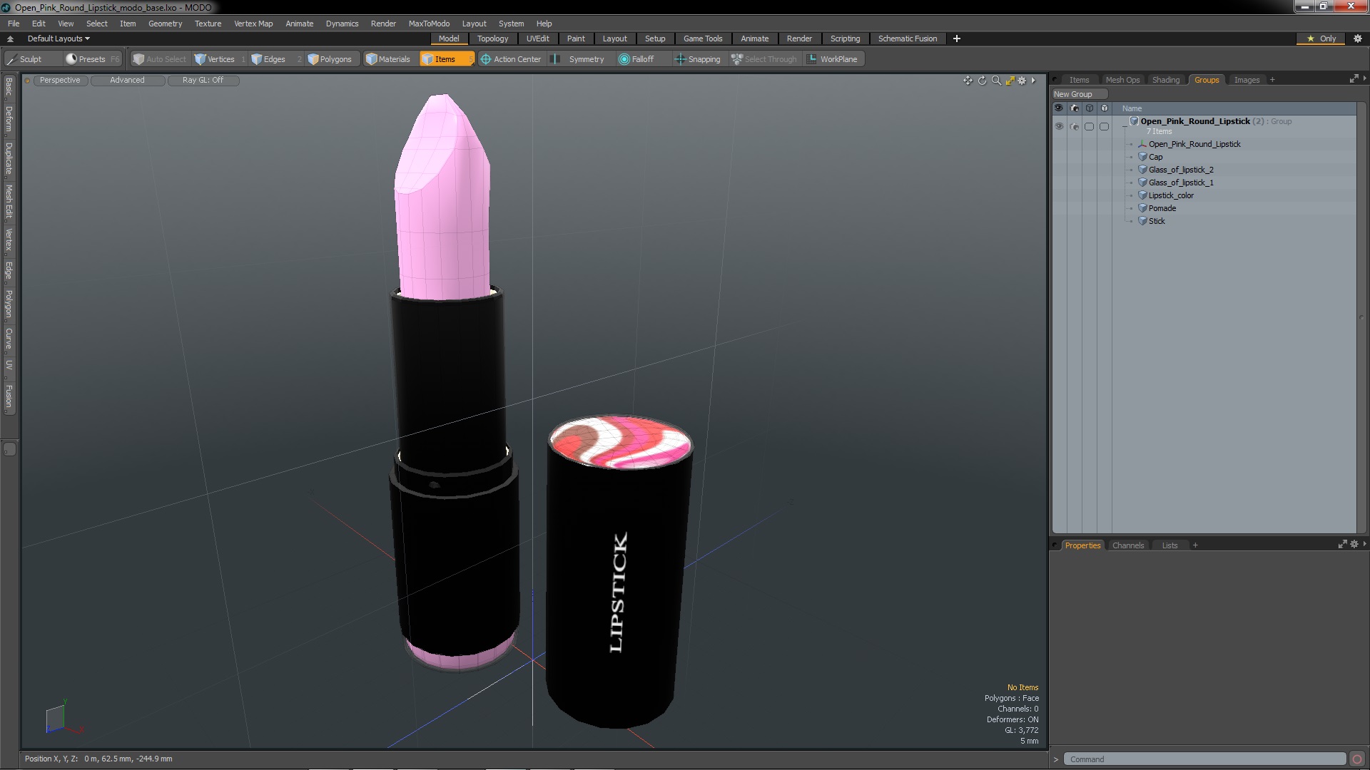 Open Pink Round Lipstick 3D model