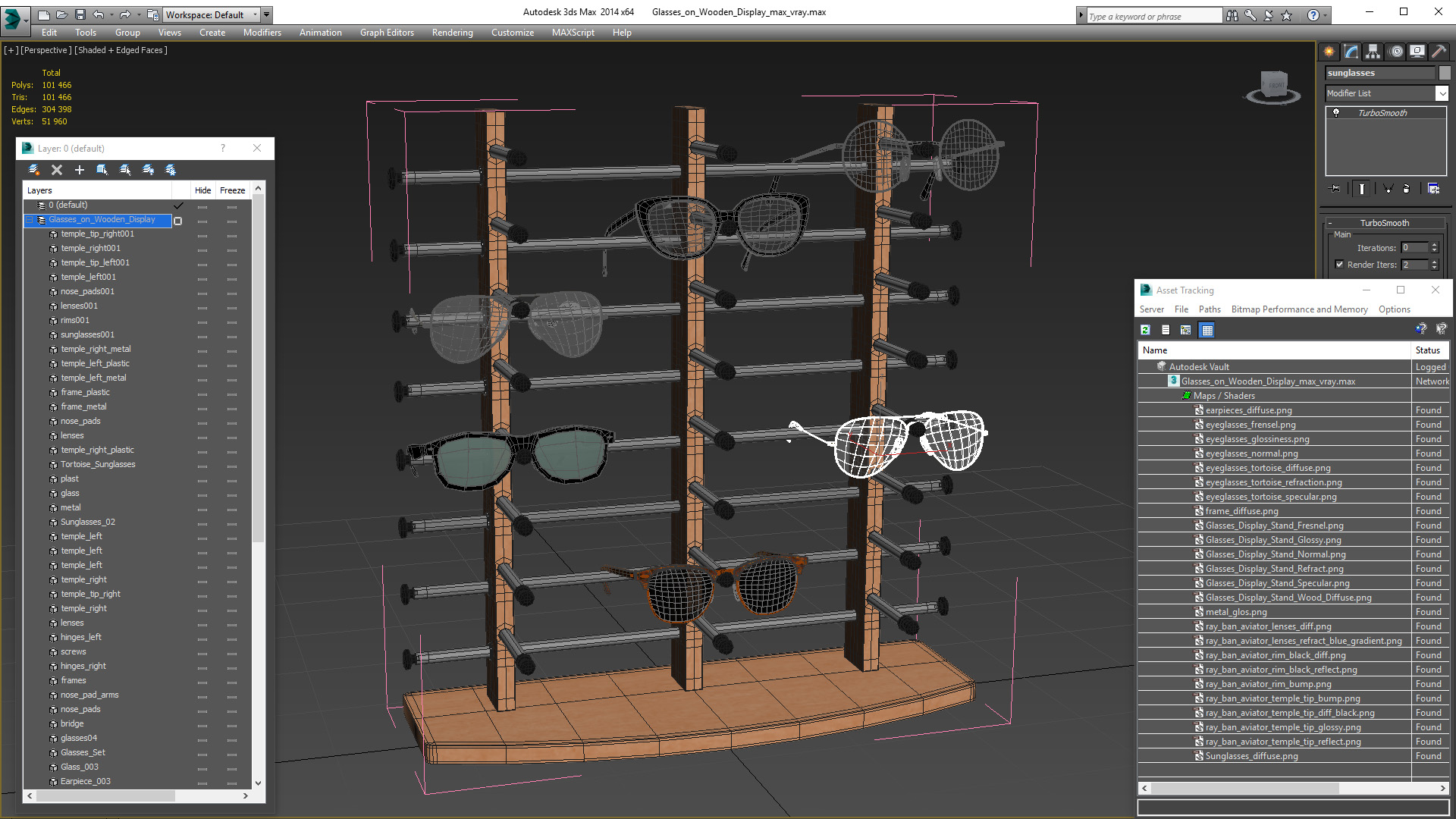 3D model Glasses on Wooden Display