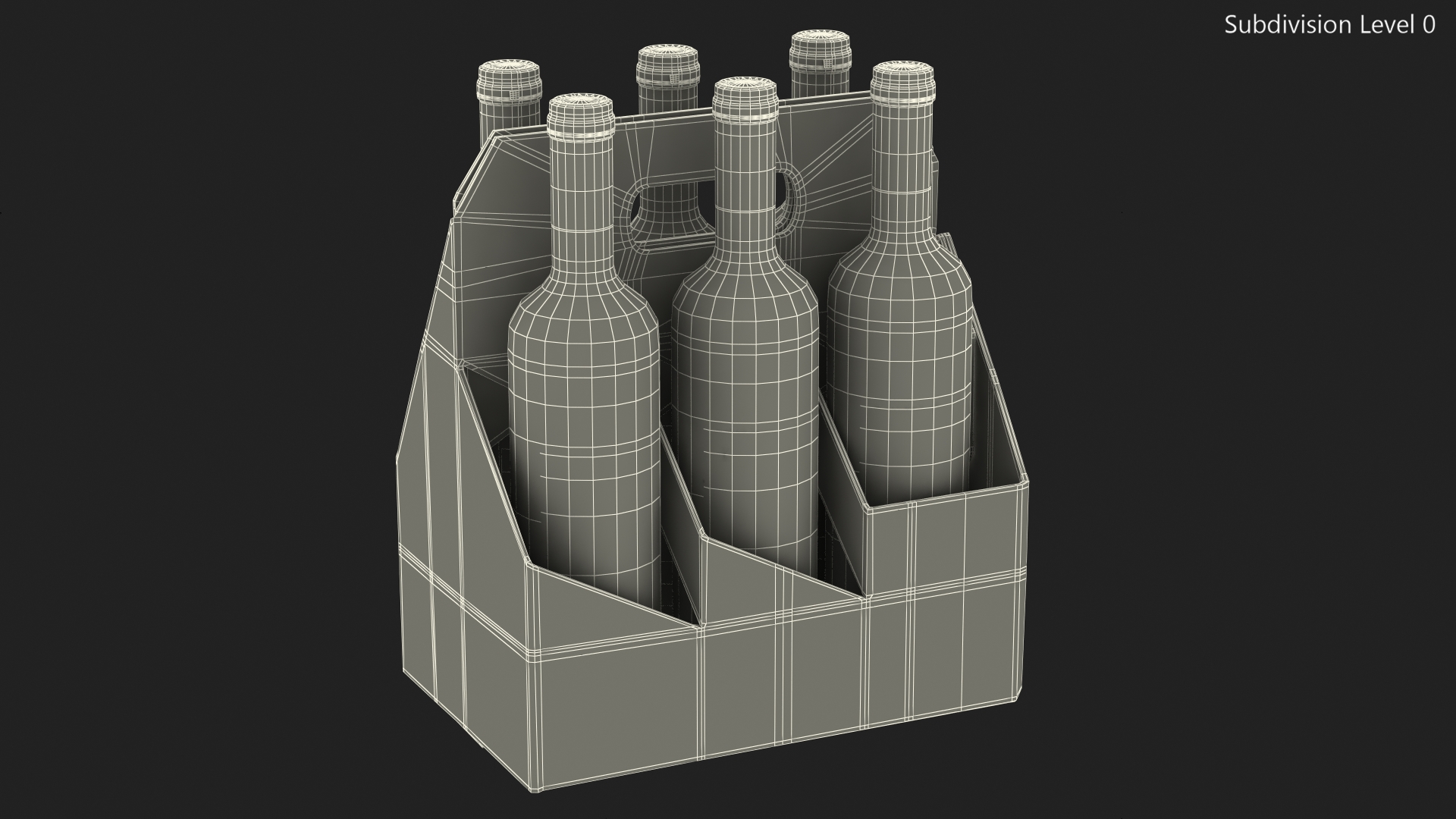 Cardboard Bottle Carrier With Wine 3D model