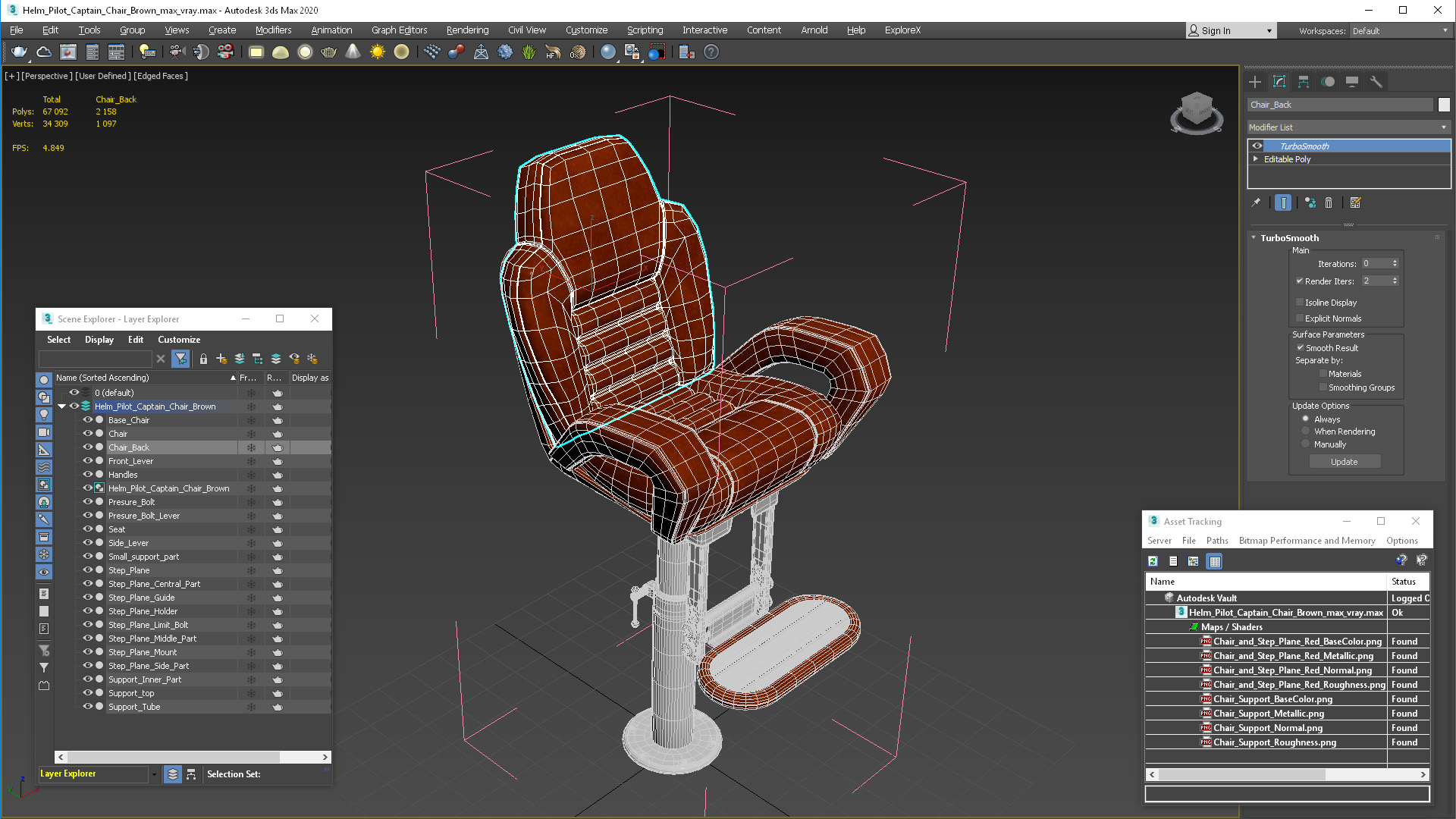 3D model Helm Pilot Captain Chair Brown